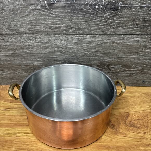 Culinox Spring Switzerland 3.5 Qt Copper Sauce Pan With Lid Brass Handle - Picture 4 of 11